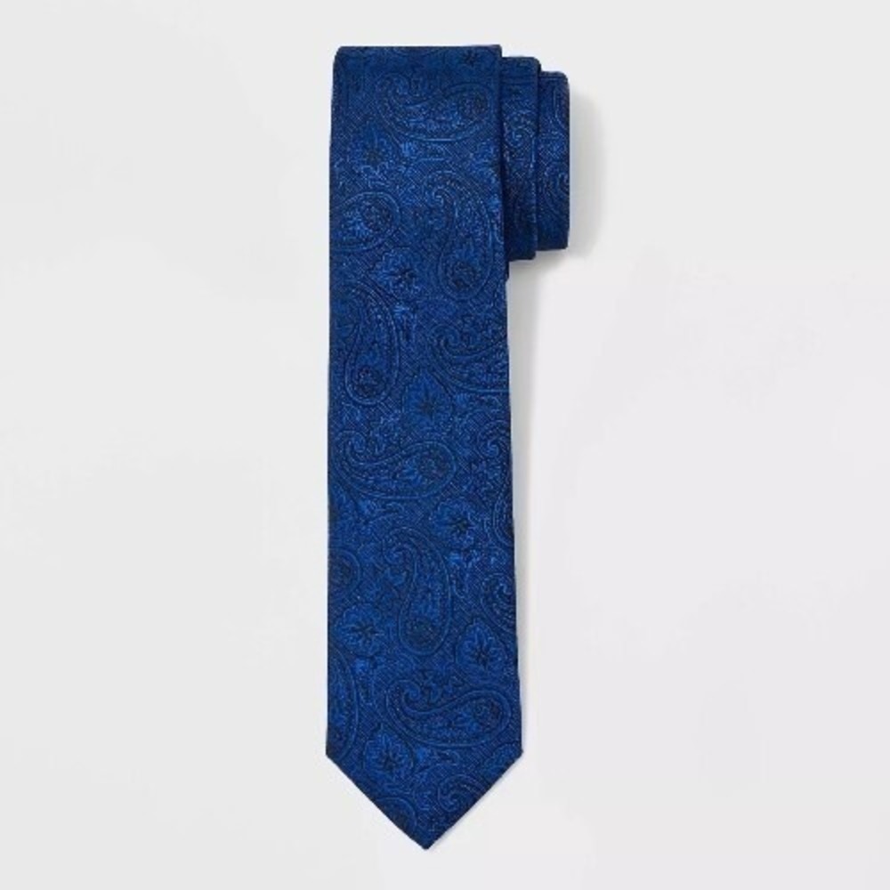 Mens Blue Paisley Tonal Print Neck Tie - Goodfellow & Co Blue One Size Fits Most